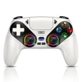 thumbnail image 1 of Turpow LED Wireless Controller for P5, Seven Light Colors Compatible with P5 Pro/Slim/PC, Dual Vibration, 3.5mm Audio Jack,Macro/Turbo Function, 6-Axis Motion Contro Gamepad with Speaker(White), 1 of 8