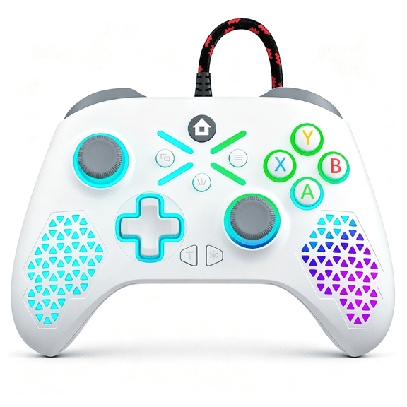 Turpow Wired Controller for Xbox One, Xbox Series X|S, Steam, Pc & Windows10+, RGB Gaming Gamepad with Hall Trigger, Turbo, Macro, Dual Vibration, 3.5mm Audio Jack, 10FT Cable, White