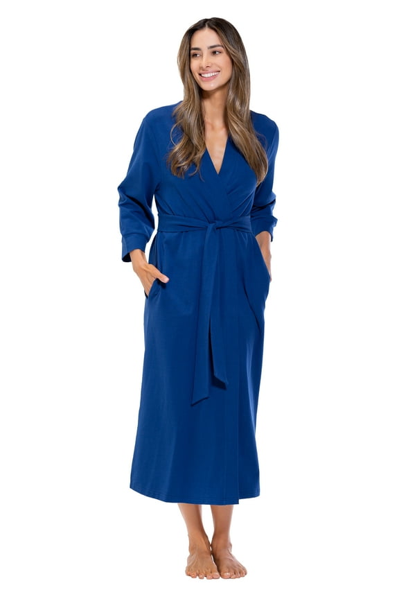 Turquaz Lightweight Kimono robes for Women Cotton Soft Knit robe, Long V-Neck Robes For Female Sleepwear Loungewear