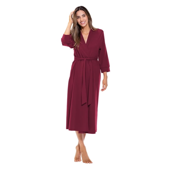 Turquaz Lightweight Kimono robes for Women Cotton Soft Knit robe, Long V-Neck Robes For Female Sleepwear Loungewear