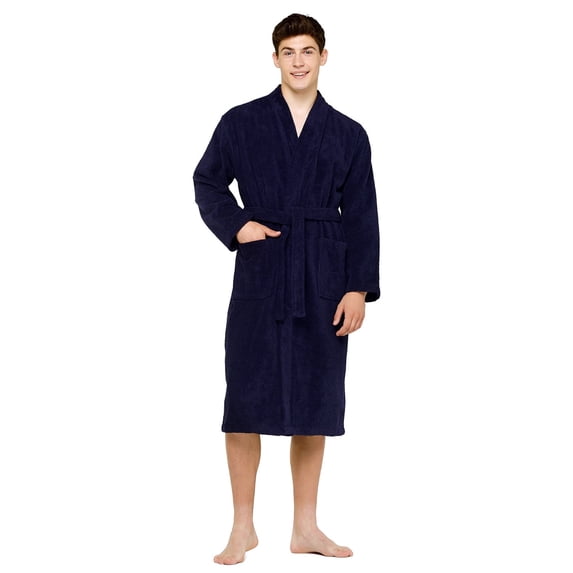 Turquaz Linen 100% Turkish Cotton Kimono Womens Robe Mens Bathrobe (OS)