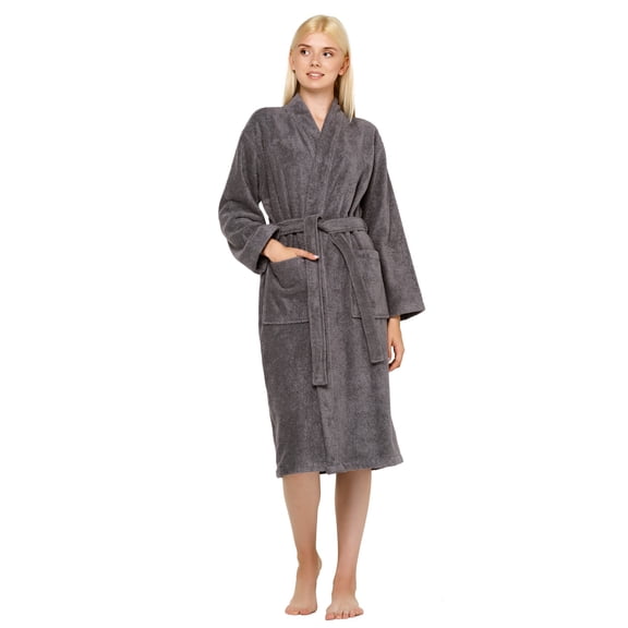 Turquaz Linen 100% Turkish Cotton Kimono Womens Robe Mens Bathrobe (SM)