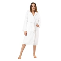 Turquaz Linen 100% Turkish Cotton White Heavy Weight Hooded Terry Bathrobe