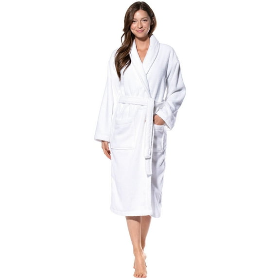 Turquaz Linen 100% Turkish Cotton White Heavy Weight Hooded Terry Bathrobe