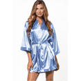thumbnail image 1 of Turquaz Linen Airy Blue Satin Kimono Short Robe, 1 of 5