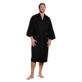 thumbnail image 1 of Turquaz Linen Lightweight Long Waffle Kimono Spa Robe for Men (Small/Medium, Black), 1 of 3