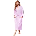 thumbnail image 1 of Turquaz Linen Lightweight Long Waffle Kimono Unisex Spa Robe (One Size, Pink), 1 of 3