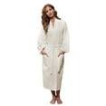 thumbnail image 1 of Turquaz Linen Lightweight Long Waffle Kimono Unisex Spa Robe (Small/Medium, Beige), 1 of 2