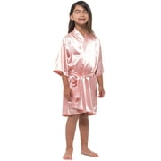 Turquaz Linen Pink Satin Kimono Kid's Robe