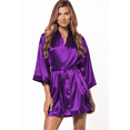 thumbnail image 1 of Turquaz Linen Purple Satin Kimono Short Robe, 1 of 5