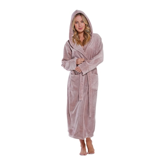 Turquaz Linen Super Soft Blush Plush Hooded Women's Robe (Large / Pink)