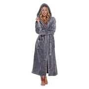 Turquaz Linen Super Soft Blush Plush Hooded Womens Robe Small / Gray