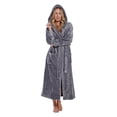 thumbnail image 1 of Turquaz Linen Super Soft Blush Plush Hooded Women's Robe (Small / Gray), 1 of 4