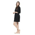 thumbnail image 1 of Turquaz Linen Thigh Length Waffle Kimono Bridesmaids Spa Robe (Black, XXL), 1 of 5