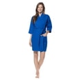thumbnail image 1 of Turquaz Linen Waffle Kimono Lapis Blue Short Robe Square Pattern, 1 of 4