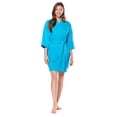 thumbnail image 1 of Turquaz Linen Waffle Kimono Turquoise Short Robe Square Pattern, 1 of 5