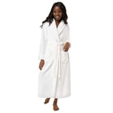 White Baby Robe Turquaz Linen White Plush Soft Warm Fleece Women's Robe, Large ...