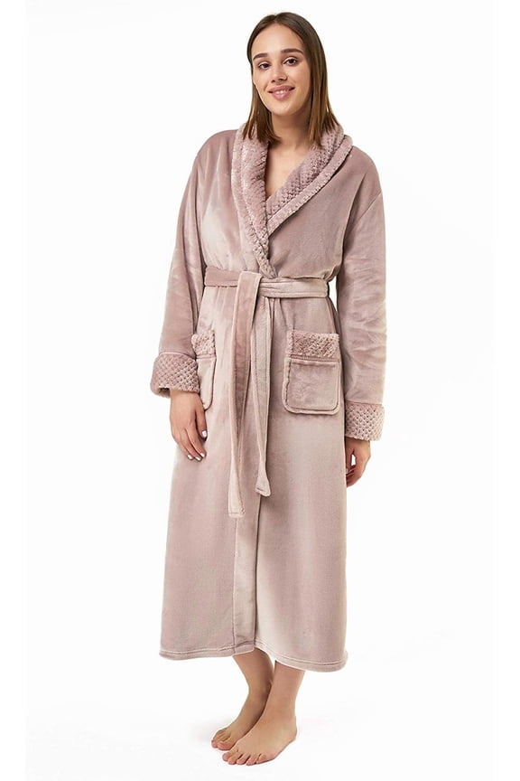 Pink Plush Soft Warm Fleece Women's Robe, Medium