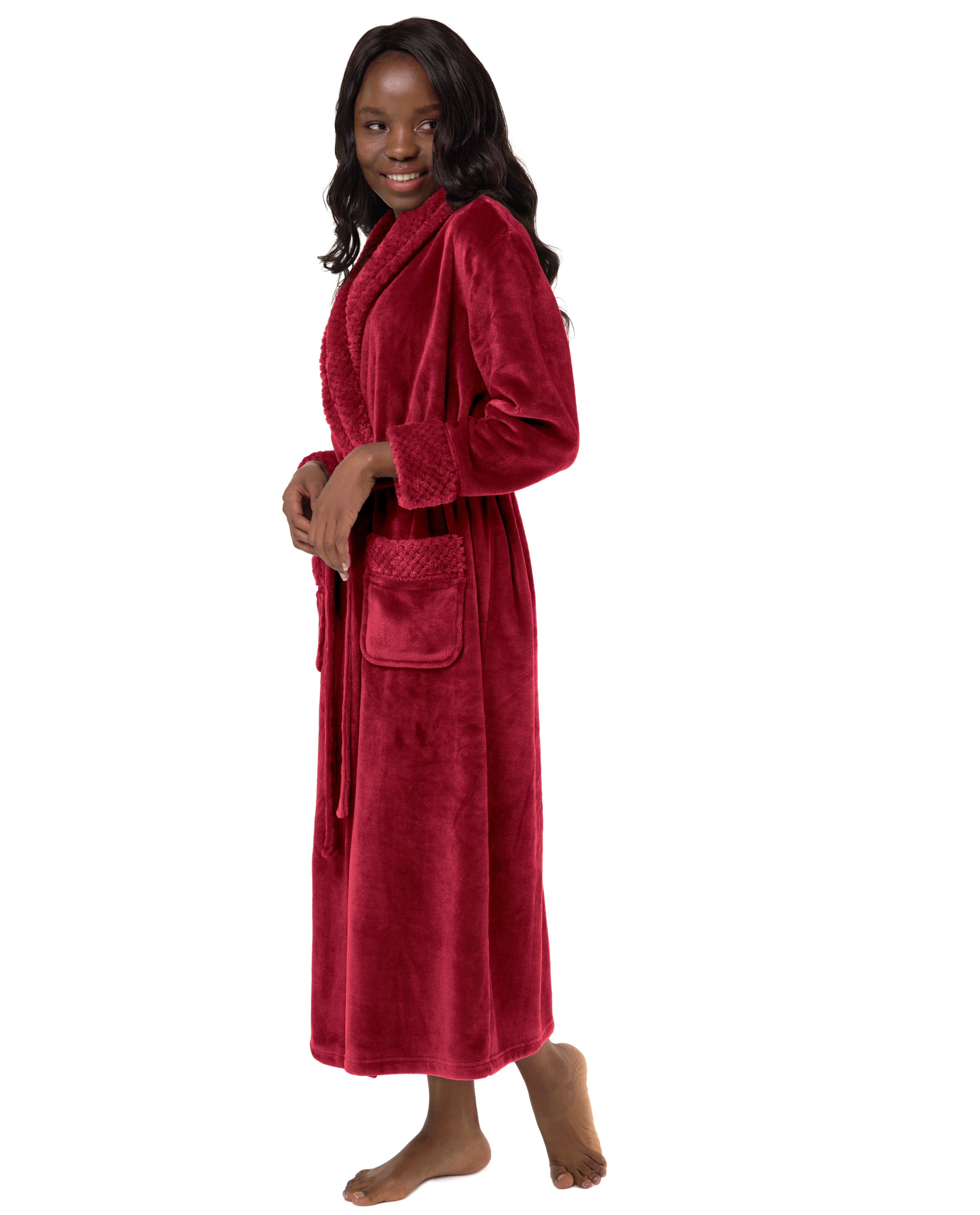 Turquaz Linen Womens Plush Soft Robes, Fleece, Long Comfy Robe (Small