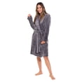 thumbnail image 1 of Turquaz Linen Women’s Fleece Shawl Collar Soft Plush Knee Length Spa Robe (Gray, XXL), 1 of 5
