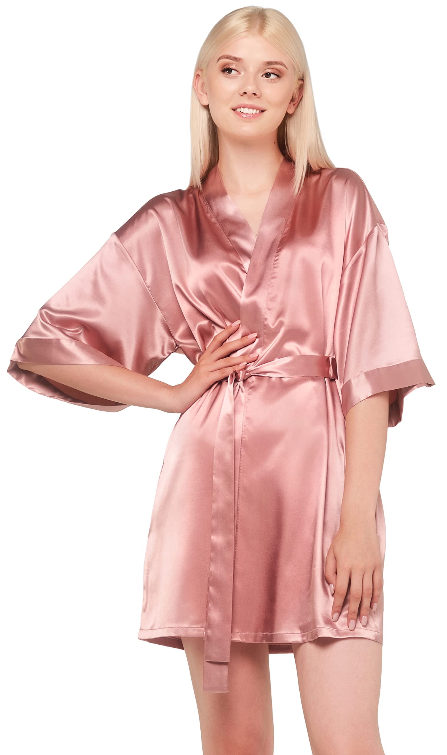 Silky Robs Turquaz Women's Bride Bridesmaids Silky Robe Satin Kimono Robes for ...
