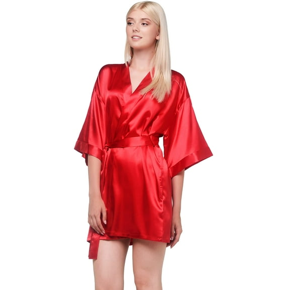 Turquaz Women's Bride Bridesmaids Silky Robe Satin Kimono Robes for Women Lingerie