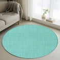 thumbnail image 1 of Turquoise 3ft Round Rug, Farmhouse Burlap Solid Teal Color Modern Linen Texture Non-Skid Rubber Backing Large Area Rugs - Living Room Bedroom Home Office, Indoor Floor Mat Carpets Washable Rug, 1 of 9