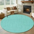 thumbnail image 1 of Turquoise 6ft Round Rug, Farmhouse Burlap Solid Teal Color Modern Linen Texture Non-Skid Rubber Backing Large Area Rugs - Living Room Bedroom Home Office, Indoor Floor Mat Carpets Washable Rug, 1 of 9