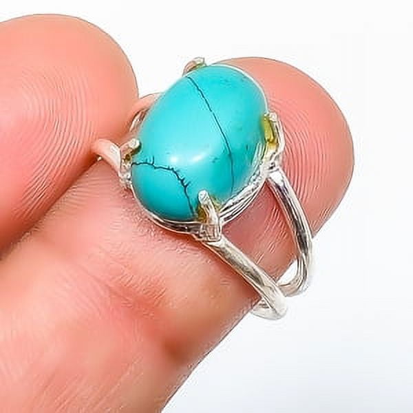 ZAM GEMS Turquoise 925 Sterling Silver Handmade Ring s.8 TR7508-474, Gemstone Jewelry, Birthday Gift, Christmas Gift