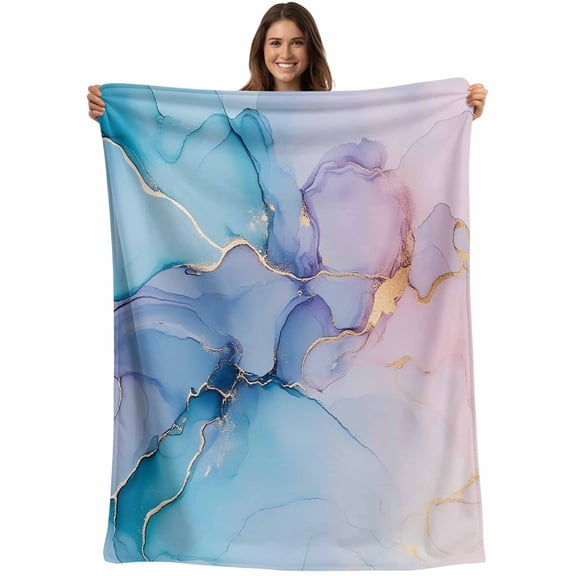 Turquoise Abstract Marble Texture Throw Blankets, Modern Pink Gradient Soft Fleece Blanket Decorative for Home Sofa Couch Chair Living Bedroom, 30x40 Inches,