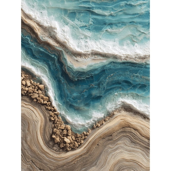 Turquoise Agate Slice Abstract Texture Canvas Print, Suitable for Living Room Bedroom Office Hotel Cafe Home Decor