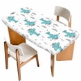 thumbnail image 1 of Turquoise Airplane Table Cloths for 5 Foot Rectangle Tables, Modern Abstract Art Cartoon Clouds Patio Waterproof Elastic Fitted Tablecloths, Washable Rectangular Table Cover for Camping, 1 of 8