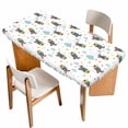 thumbnail image 1 of Turquoise Airplane Table Cloths for 5 Foot Rectangle Tables, Modern Art Cartoon Aircraft Clouds Patio Waterproof Elastic Fitted Tablecloths, Washable Rectangular Table Cover for Camping, 1 of 8