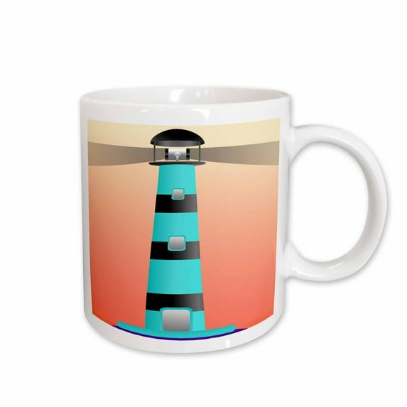 3drose, Turquoise and Black Lighthouse, 11oz Mug