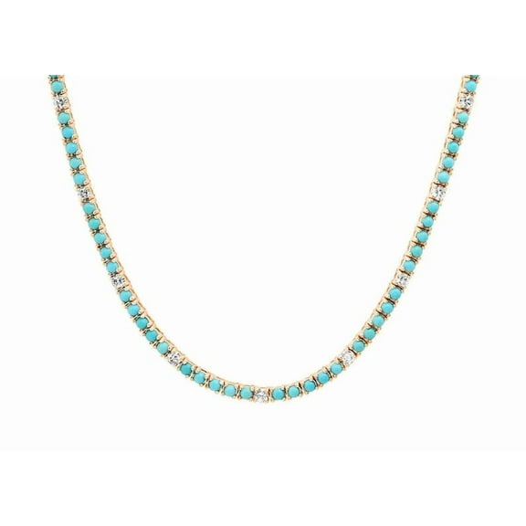 Turquoise And Diamond Tennis Necklace in Gold family Necklace For Mom, Grandma Gift, Initial Necklace ,pregnancy gift ,gift for her