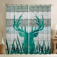 thumbnail image 1 of Turquoise Antler Curtains & Drapes Elk Deer Rustic Curtains,Woodland Animals Moose 30%-50% Blackout Curtains Lodge Cabin Wood Board Country Hunting Theme Reindeer Farmhouse Decor, 1 of 6