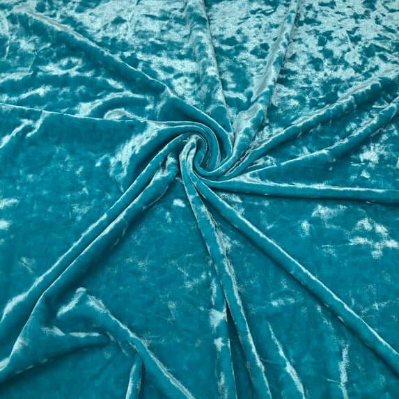 Turquoise Aqua Crushed Stretch Velvet Solid