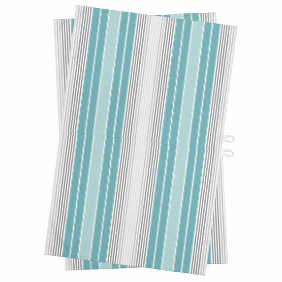 Turquoise Aqua Stripes Kitchen Towels Set of 2, Water Absorbent Dish Towel, Modern Minimalist Abstract Lines Decorative Hand Towels - Quick Drying Cloth for Cooking Baking, 18x28 Inch