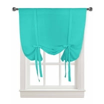 Turquoise Aqua Tie Up Curtains for Kitchen Bathroom Bedroom Windows 45 Inch Length, Pure Green Solid Color Simple Minimalism Art Balloon Drape Curtains Shade Rod Pocket Drapery Curtain Panel, 42"x45"