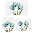 thumbnail image 1 of Turquoise Aqua Tulips Bath Mat 3 Piece Bathroom Rug Set, Pastoral Flower Floral Spring Non Slip Bath Rug Contour Mat and Toilet Lid Cover, Absorbent Shower Mats Soft Bath Rugs and Mats Sets, 1 of 8