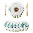 thumbnail image 1 of Turquoise Aqua Tulips Round 15 Inch Placemats Set of 6, Pastoral Flower Floral Spring HeatResistant Non Slip Place Mats for Dining Table, Wipeable Braided Kitchen Table Mats for Housewarming, 1 of 9