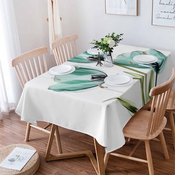 Turquoise Aqua Tulips Tablecloth Rectangle Table Cloth 52x70 , Waterproof Tablecloth Outdoor Table Cloth, Spring Floral Botanical Plant Washable Table Cover for Kitchen Dining Party