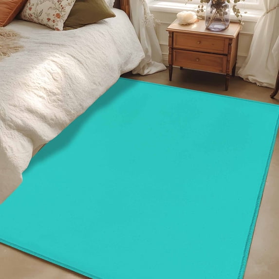 Turquoise Area Rugs 4x6 for Living Room, Farmhouse Solid Teal Color Modern Art Non Slip Washable Rug Runner, Low Pile Indoor Floor Carpet Mat Bathroom Rugs for Bedroom, Kids Room