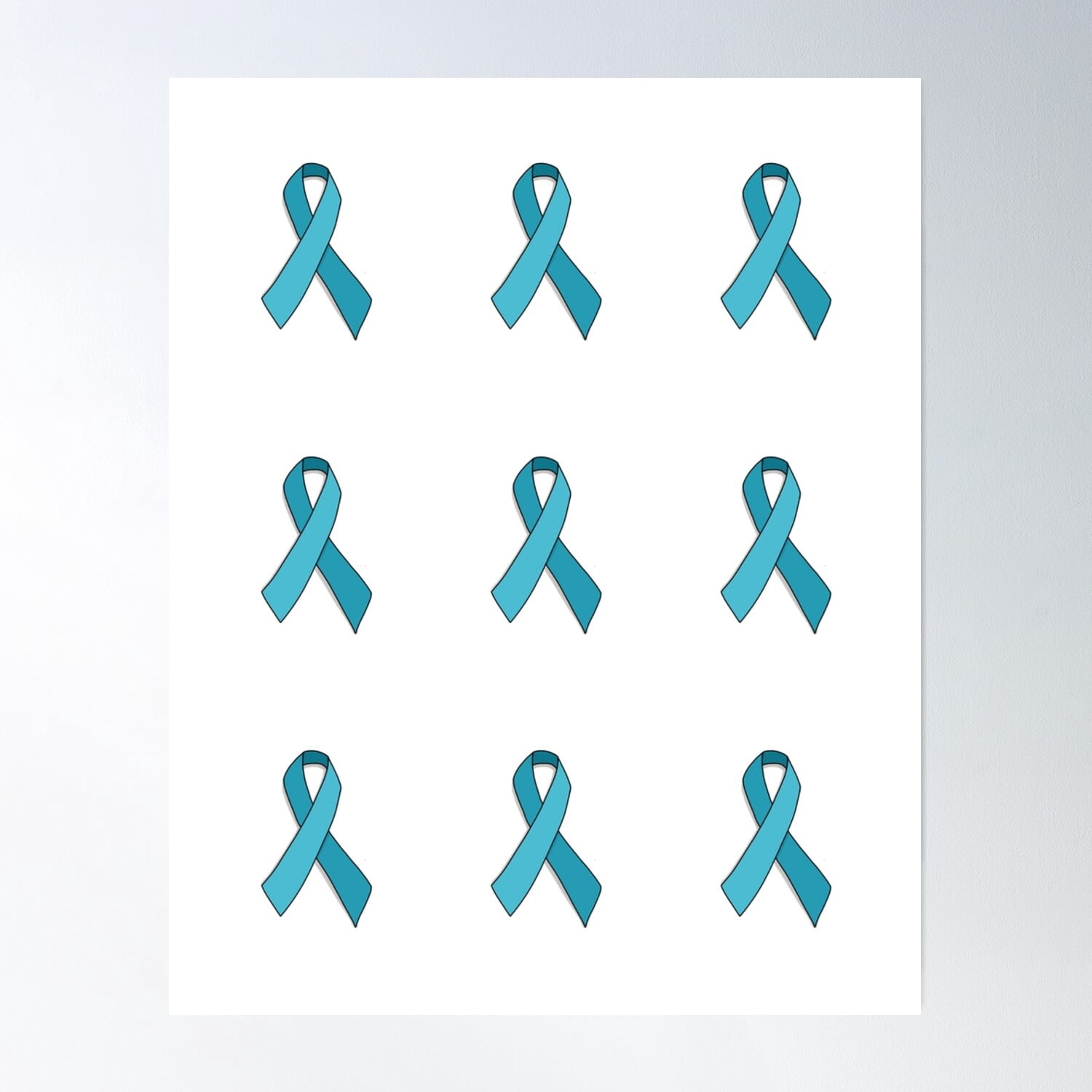 Turquoise Awareness Ribbon Set Poster Wall Art, Modern Wall Decor, 8x12 ...