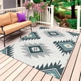 thumbnail image 1 of Turquoise Aztec Outdoor Rug for Patio/Deck/Porch, Non-Slip Large Area Rug 3 x 5 Ft, Bohemian Southwest Neutral Aesthetic Indoor Outdoor Rugs Washable Area Rugs, Reversible Camping Rug Carpet Runner, 1 of 8