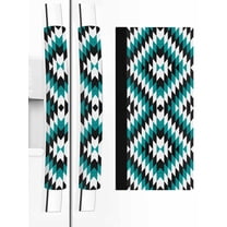 Turquoise Aztec Refrigerator Door Handle Covers Set of 2, Black White Southwest Vintage Geometric Kitchen Fridge Microwave Oven Dishwasher Stove Cabinet Handle Protectors, Washable Appliance Decor