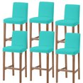 thumbnail image 1 of Turquoise Bar Stool Cover Set of 6, Farmhouse Solid Teal Color Modern Art Stretch Bar Chair Cover, Removable Washable Pub Counter Stool Chair Slipcover for Kitchen Dining Room Pub Cafe, 1 of 9