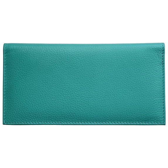 Turquoise Basic Leather Checkbook Cover