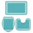 thumbnail image 1 of Turquoise Bath Mat 3 Piece Bathroom Rug Set, Geometric Boho Ethnic Tile Chic Monochrome Non Slip Bath Rug Contour Mat and Toilet Lid Cover, Absorbent Shower Mats Soft Bath Rugs and Mats Sets, 1 of 8