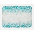 thumbnail image 1 of Turquoise Bath Mat, Abstract Floral Flowers Pattern Classic Artistic Design Illustration, Non-Slip Plush Mat Bathroom Kitchen Laundry Room Decor, 29.5 X 17.5 Inches, Teal Turquoise White, Ambesonne, 1 of 2